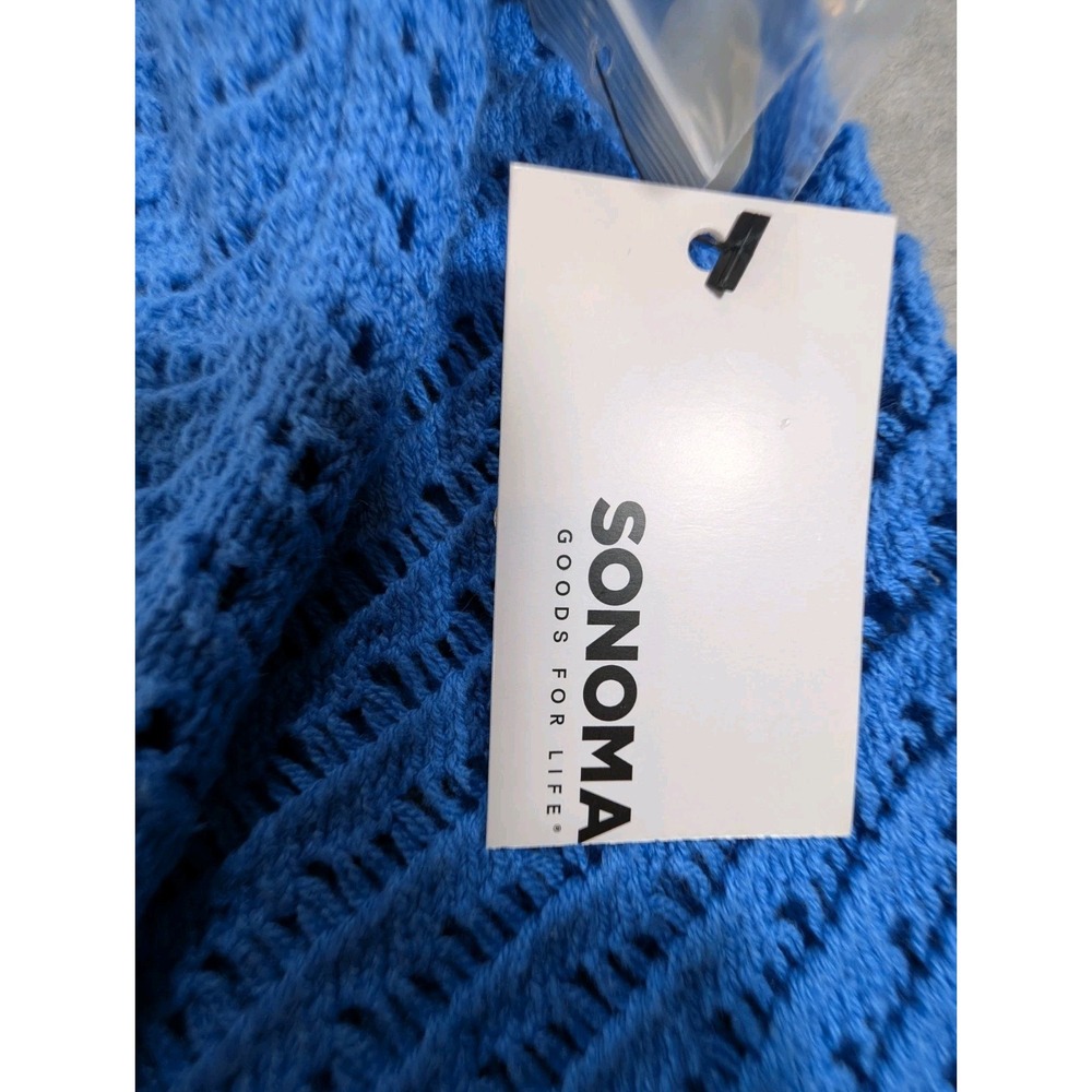 Sonoma Women's Blue V-neck Crochet Cardigan Button Front Long Sleeve Size 3X - Picture 6 of 9